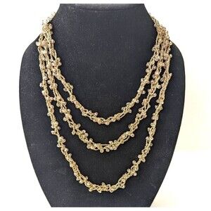 RUSH by DENIS & CHARLES Layered Necklace Womens 21" Tan Neutral Beaded Boho